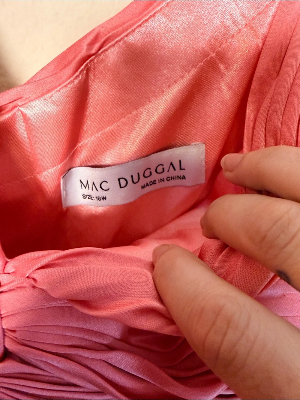 Mac Duggal Rhinestone High Low Pleated Gown Coral 16W NWT $498 77007 - Picture 12 of 12